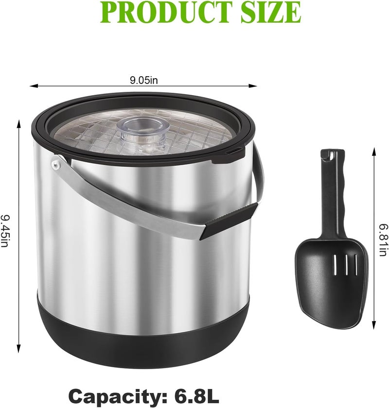 Five Home 7QT/6.8L Large Insulated Ice Bucket for Parties, Double-Wall Beverage Bucket with Scoop & Lid,Keeps Champagne, Wine, Beer Chill for Parties (Black) - Image 5